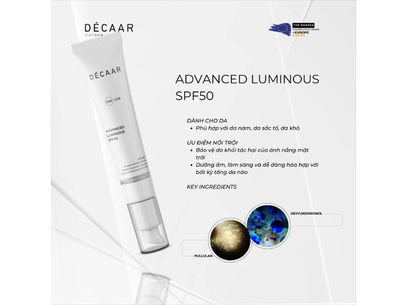 Advanced Luminous SPF50 của Décaar